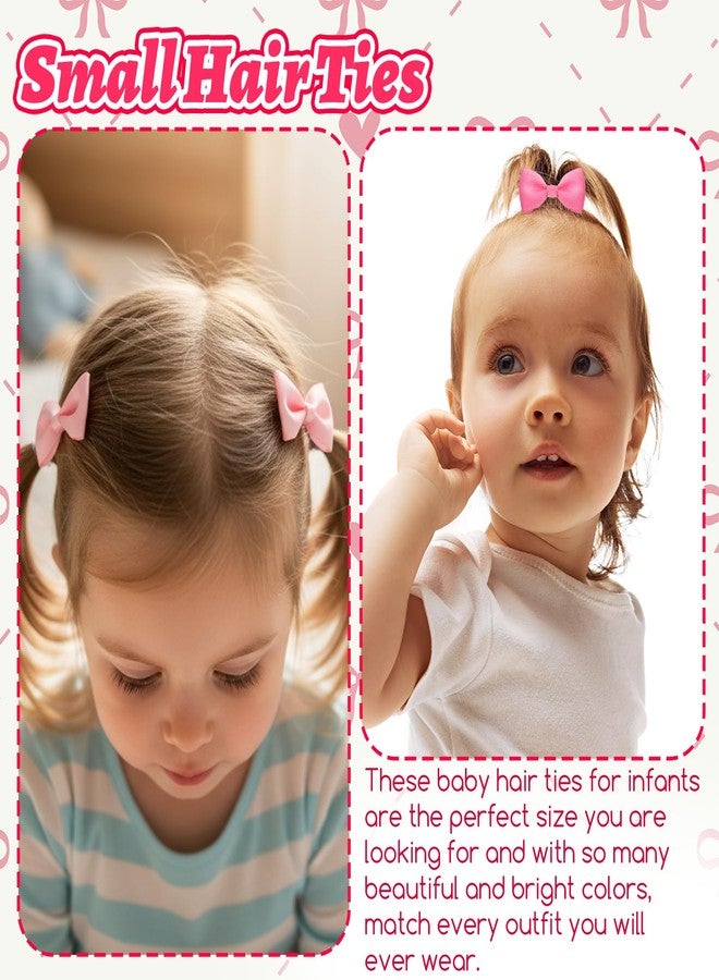 Matwsec 40 Pcs Hair Band Bow Toddlers Baby Hair Ties with Bows Toddler Girl Hair Ties Tiny Soft Elastics Ponytail Holders Hair Accessories for Infants Toddlers Baby Girls Multi-Colored Small Hair Accessories - Image 5